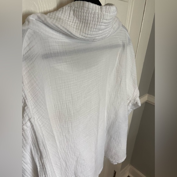 Pure Jill White Textured Cotton Pullover – Size 3X – Beachy Funnel Neck Tunic - Picture 11 of 12